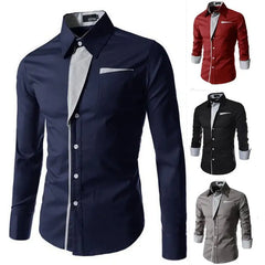 Male Fashion Shirts Full Sleeve Stripe Shirt Men Slim Fit Design Formal   Dress Shirts 14 Colors Size M-4XL