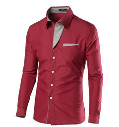 Male Fashion Shirts Full Sleeve Stripe Shirt Men Slim Fit Design Formal   Dress Shirts 14 Colors Size M-4XL