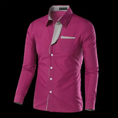 Male Fashion Shirts Full Sleeve Stripe Shirt Men Slim Fit Design Formal   Dress Shirts 14 Colors Size M-4XL